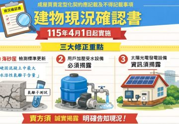 成屋買賣新制上路　地政局：三大資訊揭露保障權益